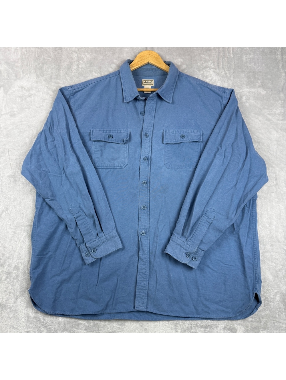 L.L.Bean Men’s 3XL Blue Cotton Chamois Utility Shirt Long Sleeve Workwear Rugged